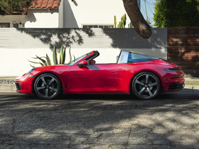 Red 2024 Porsche 911 parked on California street